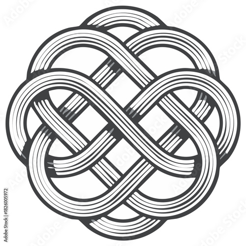 Celtic eternal knot symbol with intricate interlaced lines vector graphic ornament