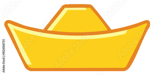 Illustration of a gold ingot, a symbol of wealth and prosperity, simple and bold design