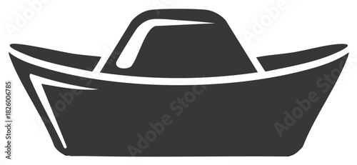 Stylized dark gray Chinese gold ingot icon, a traditional symbol of wealth, prosperity, and good fortune.