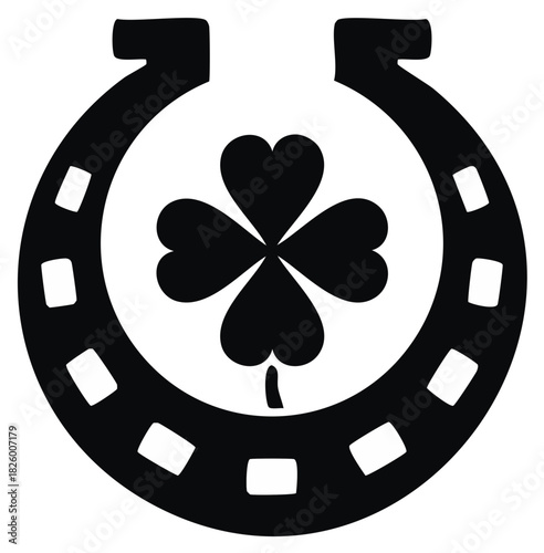 Lucky Horseshoe and Four Leaf Clover Symbol