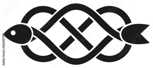 Celtic knot fish pattern design isolated on white background illustration