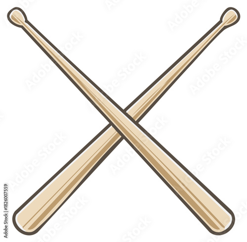 Two wooden drumsticks crossed forming an X symbol for music and rhythm