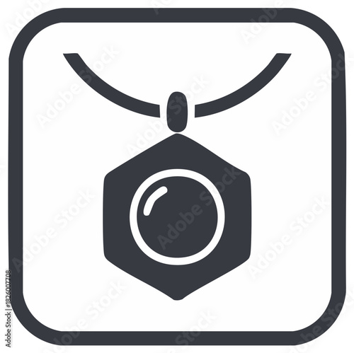 Magic amulet icon with a hexagonal pendant and crystal orb on a necklace