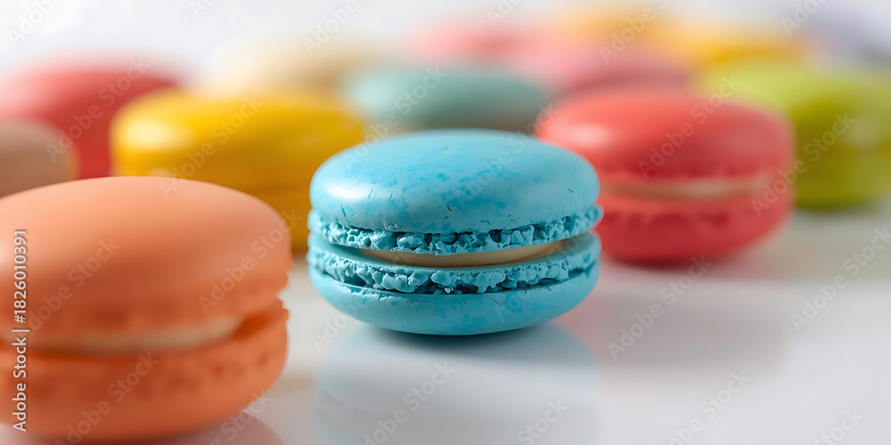 Fototapeta premium Colorful Macarons on White Surface