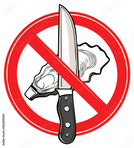 No Shucking Oysters Knife Prohibition Symbol Illustration