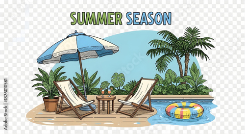 Summer vacation by the pool