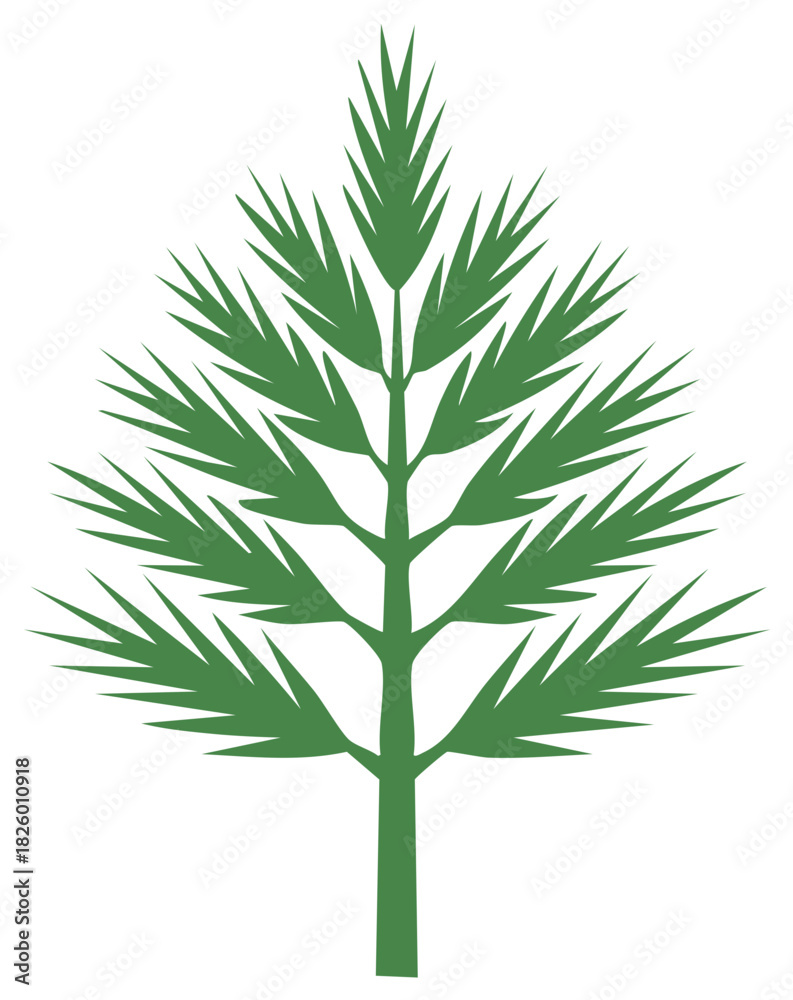 Naklejka premium Stylized green pine fir tree geometric vector illustration evergreen plant design
