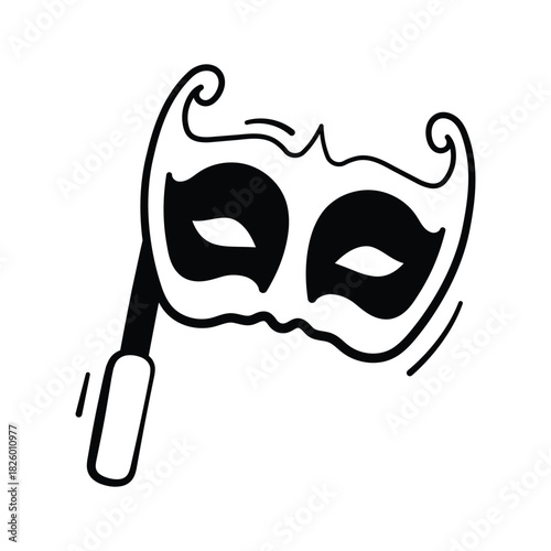 An editable icon of carnival mask in trendy doodle style