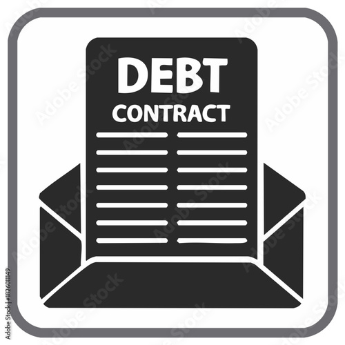 Debt Contract Document in Envelope Icon Design Finance and Economy