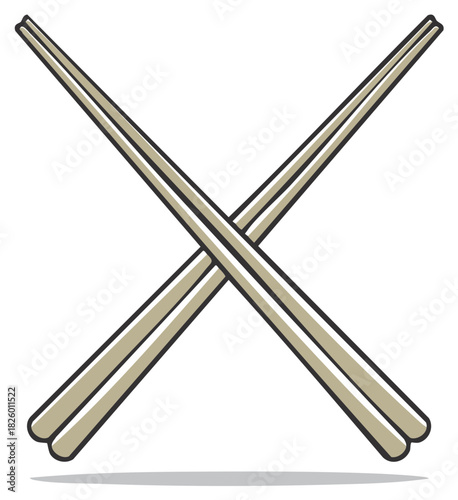 Asian cuisine concept featuring crossed chopsticks for food preparation, dining, and culinary experiences