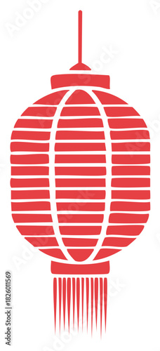 Stylized illustration of a red lantern with tassels, decoration for cultural events, vector design.