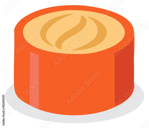 Orange Jar with Pattern Minimalist Design Simple Round Storage Container for Honey or Jam Kitchen Goods