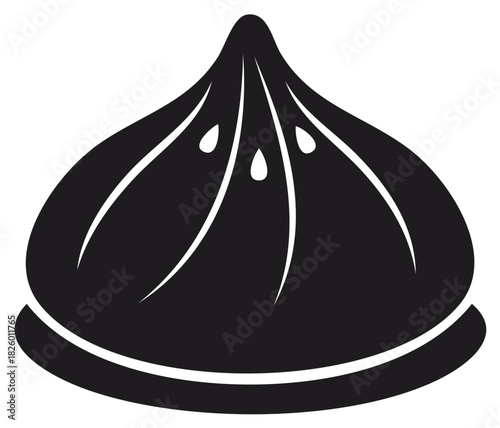 Traditional Indian Modak sweet dumpling food icon black silhouette for festive celebrations