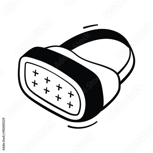A hand drawn style icon showing vr headset, trendy vector