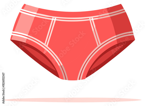 Cartoon Coral Red Brief Underwear with White Trim