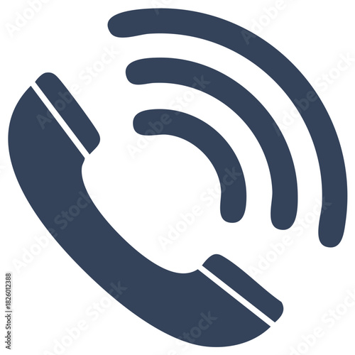 Ringing Telephone Receiver Icon, Communication Call Signal Symbol