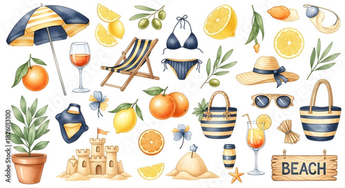 Beach vacation essentials set