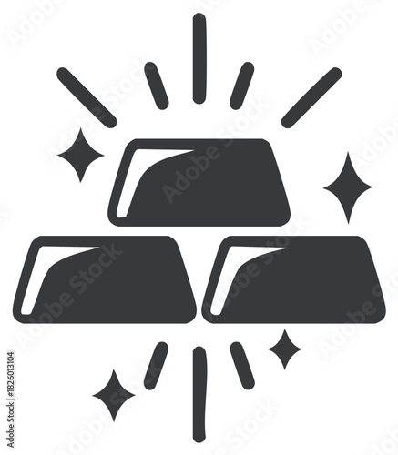 Gold bars icon design, stack of ingots, precious metal concept, vector illustration.