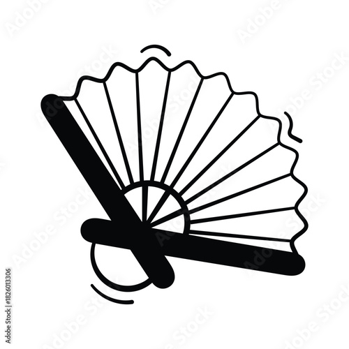 Trendy doodle style icon of decorative hand fan, modern vector