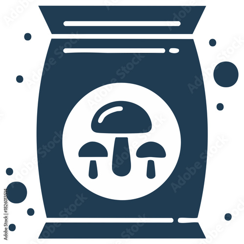 Bag with mushrooms. Edible mushrooms in the bag. Harvested Mushrooms icon. Mushroom hunting concept.