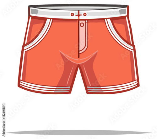 Red swim trunks vector illustration for summer fashion and beachwear