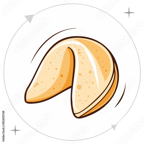 Stylized vector illustration of a fortune cookie icon representing luck destiny and future predictions