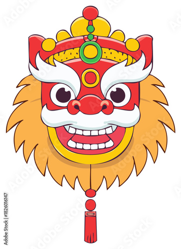 Cartoon Chinese Lion Dance Mask Decoration Celebration of Lunar New Year Festivities