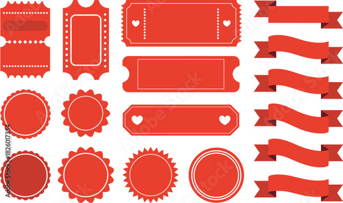 Collection of Red Tickets Labels and Ribbons graphic
