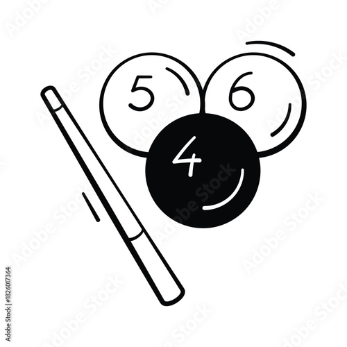 A modern icon of snooker stick and balls in trendy style