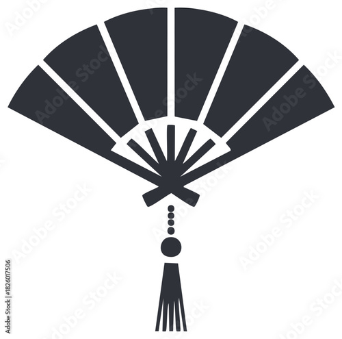 Hand fan with tassel design, folding fan illustration for decoration