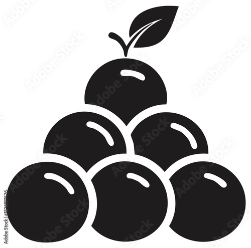 Grapes Fruit Bunch Black and White Graphic Minimalist Design Icon for Wine Production