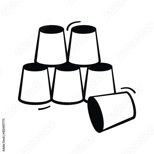An icon of a cup stacking game. competition, leisure, or a fun challenge