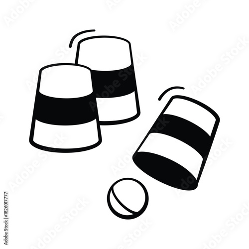 Get this creatively designed thimbles game vector design