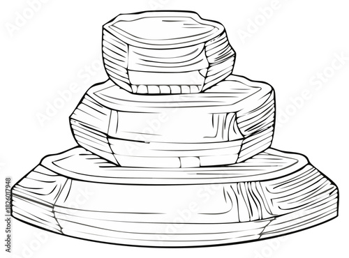 Simple line art drawing of a balanced stone cairn representing zen harmony and stability