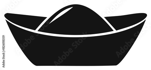 Stylized Chinese Gold Ingot Symbol Illustration Wealth Fortune Prosperity Concept