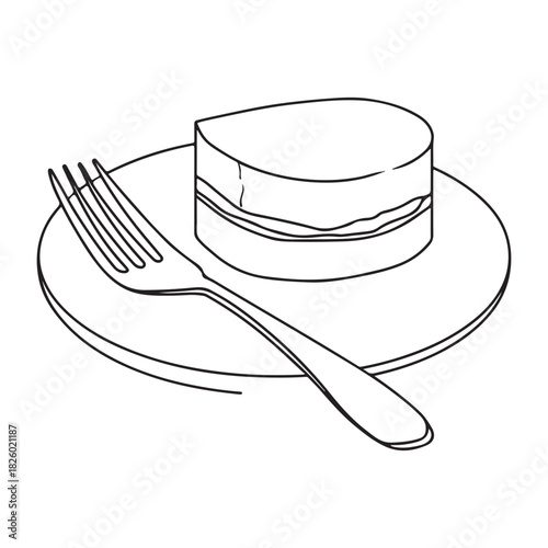 Delicious Dessert on Plate with Fork Ready for Tasting and Enjoying Sweet Treat After Meal Time