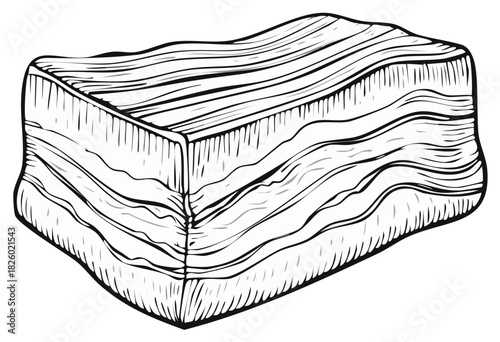 Stylized block illustration featuring intricate wavy layers, ideal for food and cooking themes.