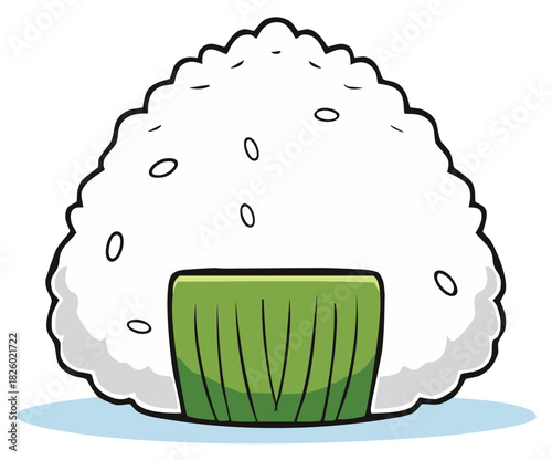 Japanese onigiri rice ball with nori seaweed wrap cartoon vector illustration
