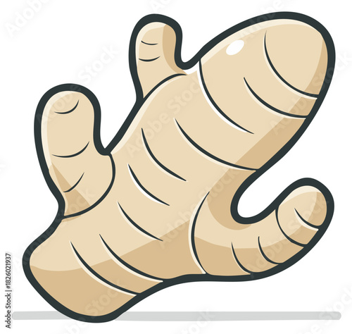 Cute cartoon ginger root illustration with a friendly expression