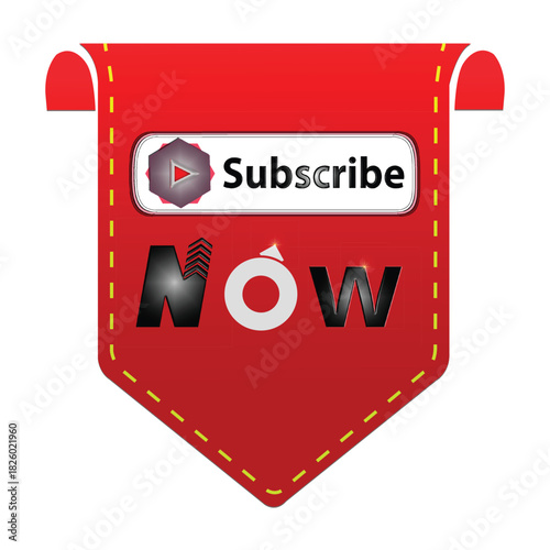 Subscribe Ribbon Button Badge

A red subscribe ribbon badge with play icon, stitched border, modern typography, and clean glossy style. Suitable for social media graphics, promo banners, YouTube conte