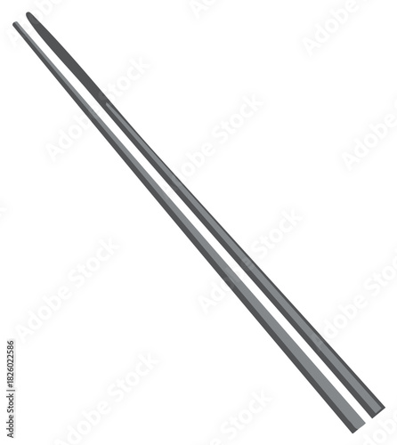 Elegant pair of chopsticks angled in a stark composition, isolated on a white backdrop, emphasizing Asian dining tools