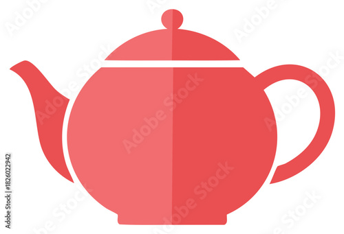 Red teapot simple graphic icon design, perfect for tea time themed projects.