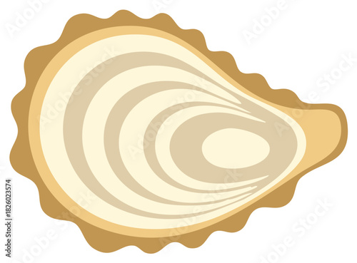 Stylized vector illustration of a fresh raw oyster on the half shell seafood delicacy