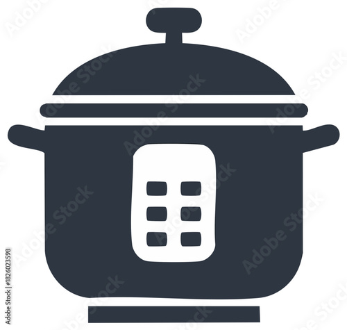 Modern Electric Pressure Cooker in Dark Blue Solid Isolated Symbol