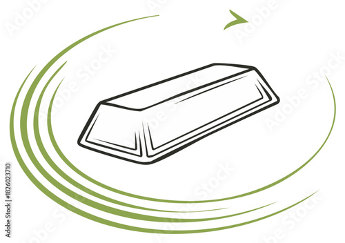 Gold bar recycling icon with green arrow symbolizing investment and financial cycles