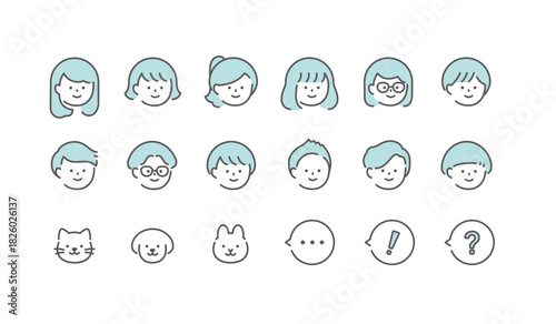 人物イラスト　アイコンセット	　右向き