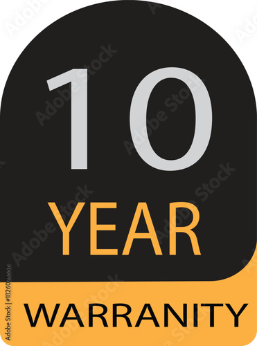 A black and orange badge displaying a "10 Year Warranty" guarantee, indicating product longevity and customer assurance.