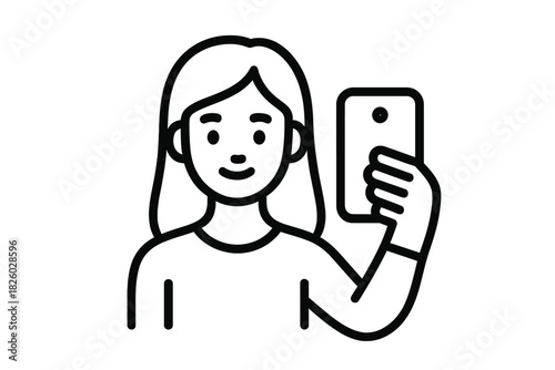 Smiling young woman capturing a self-portrait photograph using a smartphone