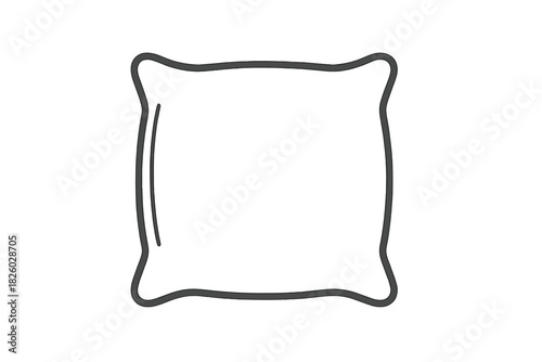Minimalist black and white outline of a comfortable square cushion or bed pillow