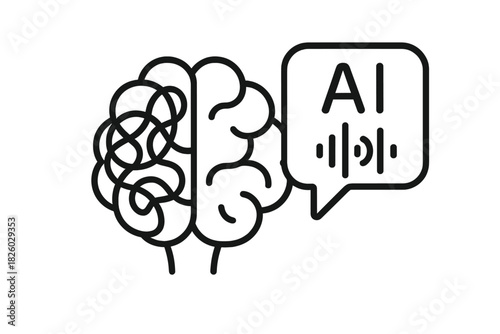 Conceptual human brain graphic representing artificial intelligence and communication technology